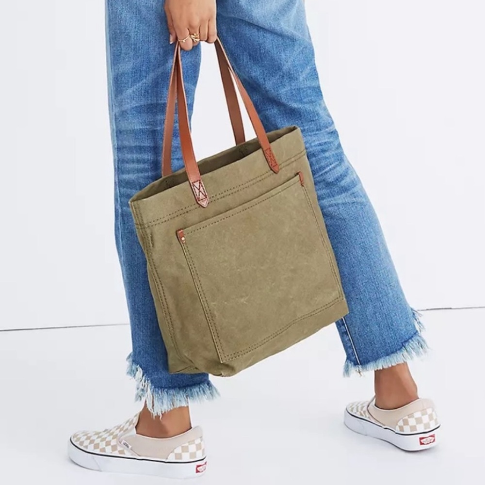 Madewell Green Canvas Transport Tote